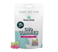 Swiss Peak, High-Strength 3200mg CBD Cherry Flavoured Gummies, 70 Gummies Per Tub, Non-GMO, All Natural & No THC, Vegan, Gluten-Free | UK-Made