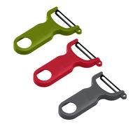 Kuhn Rikon Swiss Peeler 3-Piece Set, Ultra-Sharp Blade, Green, Red & Grey | Carbon Steel Blades, Integrated Potato Eye Remover, Ergonomic Left or Right Handed Use, Easy Clean, Original Swiss Peeler Set