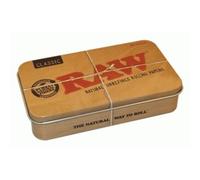 Swiss+ RAW Classic Brown Metal Tin Box - Portable Storage Case with Lid - Fits King Size Papers, Pre-Rolls, Accessories - Durable & Reusable Stash Container for On-the-Go Use