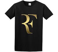 Swiss Roger Tennis Federer Cotton Round Neck Tee Shirt for Men Black L