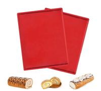 Swiss Roll Baking Tray, 2 PCS Non-Stick Silicone Baking Mat Swiss Roll Tin for Cooking, Bread, Cookies (Red)