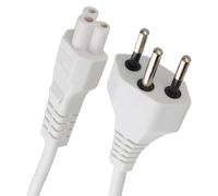 Swiss SEV 1011 to Cloverleaf C5 5A White Mains Power Cable 2m by kenaBEL