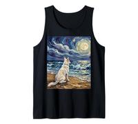 Swiss Shepherd Starry Night White GSD at The Beach Artwork Tank Top