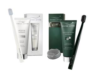 Swiss-Smile Care Dental-careDay & Night Dental Beauty Kit Whitening Toothpaste 75 ml + Toothbrush White + Vitalising Herbal Toothpaste 75 ml + Toothbrush Black + Waxed Dental Tape