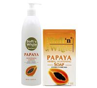 Swiss Soft N White Papaya Herbal Lightening Soap 7 Oz + Swiss Papaya Lightening Lotion Vitamin E Enriched 500 ml