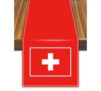 Swiss Table Runner, Switzerland Flag Tablecloth for Food Home Decor Tablecloth Cloth Runner Swiss 30 × 180 cm