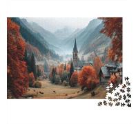 Swiss Valley in Autumn - Quaint Village1000 Piece Impossible for Adults Games Gifts Kids Challenge Jigsaw