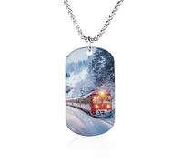 Swiss Winter Snowy Train Novelty Pendants Necklaces Custom Titanium Steel Memorial Necklace Jewelry Gift