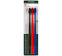 SWISSDENT Professional Colours Toothbrush, Especially Helps with Thorough Cleaning of Teeth, with Medium Soft bristles in Patented Spoon Shape, for Cleaning Difficult Areas, Pack of 3