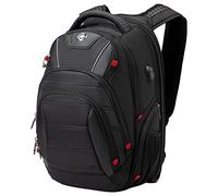 Swissdigital Laptop Backpack, Busniess Travel Polyester Backpack with USB Charging Port and RFID Protection Fits Under 15-inch Laptop and Notebook for Man, Black