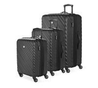 SwissGear Lightweight Expandable Spinner, Black Wave, 3-Piece Set, Black Wave, 3-Piece Set, Wave Lightweight Expandable Spinner
