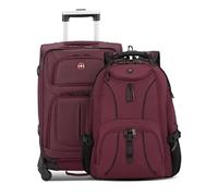 SwissGear Sion Softside Expandable, Merlot, 2-Piece Set (Carry-On/Backpack), Sion Softside Expandable Travel Suitcase, Lightweight, Durable