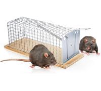 SWISSINNO Catch Alive Trap Rat Cage - Rat Trap - Contructed of Wood and Metal -