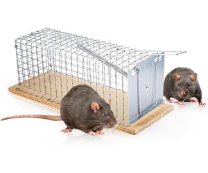 SWISSINNO Catch Alive Trap Rat Cage - Rat Trap - Contructed of Wood and Metal -