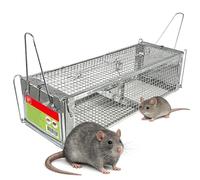 SWISSINNO Live Mouse and Rat Trap PRO - Two-Door Humane Cage Trap for Rodents - Galvanised Steel 41×15×12 cm - Reusable - Indoor & Outdoor