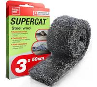 SWISSINNO Rodent Block Steel Wool against Mice, Rats, Martens - Durable Design Stops Entry Gaps - Hyper dense Stainless Construction - 3 x 50cm long