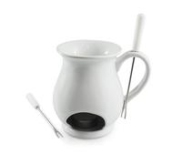 Swissmar F66327 Indulge Chocolate Fondue Mug Set 4-Piece, Ceramic/Stainless Steel, White, 125ml, Tealight Candle Heated, Dishwasher Safe, Gift Boxed