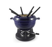 Swissmar F66541 Lucerne 10 Piece Cast Iron Fondue Set, Indigo Blue