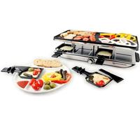Swissmar Geneva 8 Person Party Raclette Grill, Indoor Non-Stick Reversible Grill Pan with Plates and Spatulas, Electric Heat Control, Smokeless Indoor Cooker