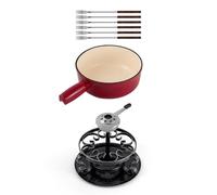 Swissmar Lugano Fondue Set 9-Piece, Cast Iron/Stainless Steel, Cherry Red, 2L, Multi-Purpose Fondue Set for Cheese and Chocolate, Gift Boxed