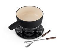 Swissmar Lugano Fondue Set 9-Piece, Cast Iron/Stainless Steel, Matt Black, 2L, Multi-Purpose Fondue Set for Cheese and Chocolate, Gift Boxed