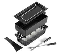 Swissmar Tandem Candle Fondue & Raclette Set - Portable 2-in-1 Tabletop Fondue Pot with Raclette Dish, Forks, Spatula & Tealight Candles