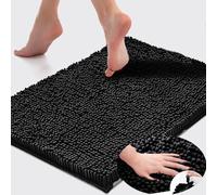 SWISSPACK 60X40/80x50 CMS Microfiber Bath Mat for Bathroom, Non-Slip Super Absorbent Machine Washable Extra Soft Thick Floor Foot Rugs (BLACK BOBBLE, 80X50CM)