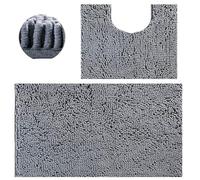 SWISSPACK 60X40/80x50 CMS Microfiber Bath Mat for Bathroom, Non-Slip Super Absorbent Machine Washable Extra Soft Thick Floor Foot Rugs (GREY BOBBLE TWIN SET, 80CMS X 50CMS + 50CMS X 40CMS)