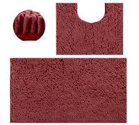 SWISSPACK 60X40/80x50 CMS Microfiber Bath Mat for Bathroom, Non-Slip Super Absorbent Machine Washable Extra Soft Thick Floor Foot Rugs (WINE BOBBLE TWIN SET, 80CMS X 50CMS + 50CMS X 40CMS)