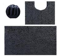 SWISSPACK 60X40/80x50 CMS Microfiber Bath Mat for Bathroom, Non-Slip Super Absorbent Machine Washable Extra Soft Thick Floor Foot Rugs (BLACK BOBBLE TWIN SET, 80CMS X 50CMS + 50CMS X 40CMS)