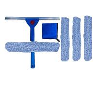 SWISSPACK Squeegee Cleaner and Glass Wiper,14” Professional Window Cleaning Kit Squeegee for Window, Car, Bathroom & Shower 2-in-1 Glass Scrubber Thick Micro Fibre Cloth 30x30 + 3 Scrubbers (6 total)