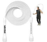Swissskip Dayan Kolev 5mm PVC Skipping Rope for Beginners and Advanced Athletes, Ideal for Fitness, Cardio, Boxing and Crossfit, Adjustable Length with Shatterproof Handles (White)
