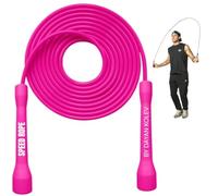 SwissSkip Speed Jump Rope by Dayan Kolev, 5mm PVC Skipping Rope, for Beginners and Advanced Athletes, Ideal for Fitness, Cardio, Boxing & CrossFit, Adjustable length with Unbreakable Handles (Pink)