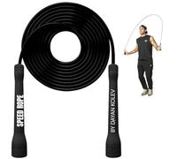 Swissskip Speed Jump Rope by Dayan Kolev, 5mm PVC Skipping Rope, for Beginners and Advanced Athletes, Ideal for Fitness, Cardio, Boxing & CrossFit, Adjustable length with Unbreakable Handles (Black)