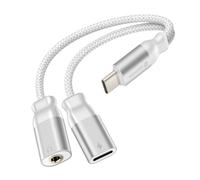 Swissten 2-in-1 USB-C Charging Adapter with 3.5mm Audio Cable, Nylon, Anti-Knot