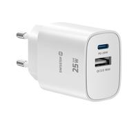 Swissten 25W USB-C Power Delivery Charger and USB-A Quick Charge 3.0 18W, White