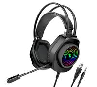 Swissten 3.5mm Wired Gaming Headset with Microphone and RGB Lights 2.1m Cable