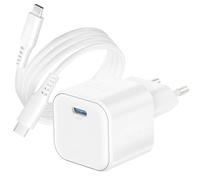 Swissten GaN Wall Charger USB-C PD 20W with USB-C to USB-C Cable 1.2m, White