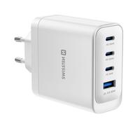 Swissten Multiport 4-in-1 USB-A / 3 USB-C PD 100W GaN Charger Core Model, White