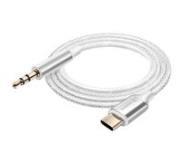 Swissten USB C to 3.5mm Jack Audio Auxiliary Cable, Braided Nylon, 1.5m, White