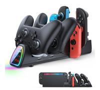 [Switch 1/2 Compatible]FASTSNAIL 10-in-1 Charging Dock for Nintendo Switch 2 & 1/OLED for Joy-Con, Wireless Controller Charger Station for Pro Controller 2/1, Storage Accessory for NS2/NS1