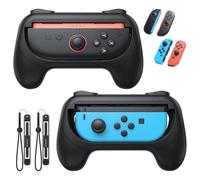 [Switch 1/2 Compatible] FASTSNAIL Grips for Nintendo Switch2 (2025)/Switch&OLED for Joy-Con2, Wear-Resistant & Anti-Slip Controller Grips Handle Kit, Holder Accessories for NS2 Joypad (Black,Black)
