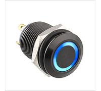 Switch 100 Pieces 12mm Resettable Off/on Anodized Aluminum Ring Illuminated Metal Push Button(Blu,LED 12V)