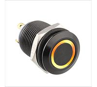 Switch 100 Pieces 12mm Resettable Off/on Anodized Aluminum Ring Illuminated Metal Push Button(Giallo,LED 24V)