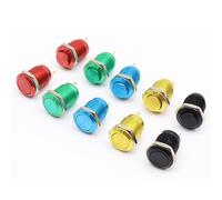 Switch 1pc 12mm Color Oxidation Metal Push Button Flat/High Head Waterproof Self-Reset/Momentary Normal Open Pin Terminal(Black-Self-reset,High head)