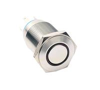 Switch 1Pc/Lot 16mm Latching 12V Blue Led Light Push Button Illuminated Angel Eye Ring Lamp Flat Round Waterproof IP67