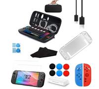 Switch 2 Accessories Bundle, 14-in-1 Travel Case Kit with Screen Protector, Clear Cover, Thumb Grips