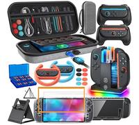 Switch 2 Accessories, Bundle Case for Nintendo Switch 2, 23-IN-1 Kits: Carrying Case, Controller Charger Dock, Grips for Joy Con,Steering Wheels for Mario Kart,Protective Cover for Switch 2 (Grey)