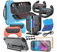 Switch 2 Accessories Bundle for Nintendo Switch 2 2025, 20 in 1 MENEEA Bundle Kits:Carrying Case, Switch 2 Charger Dock,Grips for JoyCon,Steering Wheels,Protective Cover for Controller Console