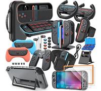 Switch 2 Accessories Bundle for Nintendo Switch 2 2025, MENEEA Bundle Kits:Carrying Case, Switch 2 Charger Dock,Grips for JoyCon,Steering Wheels,Protective Cover